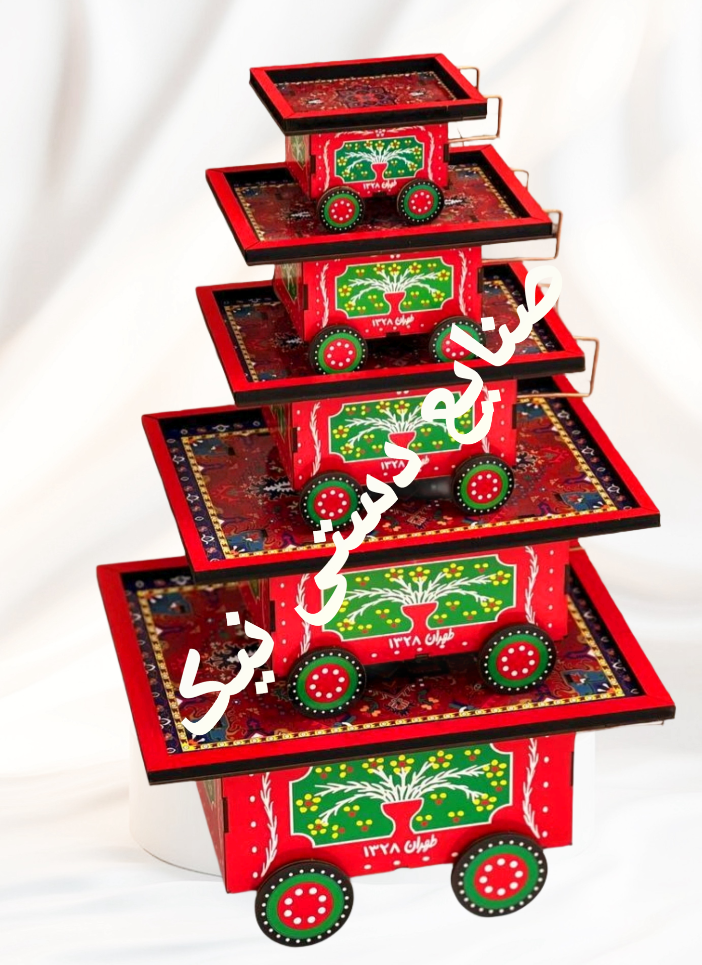 ماکت گاری دستی چرخ طحافی شماره ۵ گاری دکوری یلدایی ۲۶×۳۳ / گاری چوبی / چرخ دستفروشی / ماکت گاری سنتی / ماکت چرخ طحافی / چرخ دستی